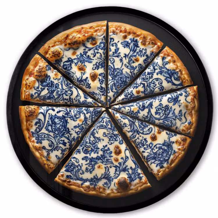 Ronde fotolijst - Pizza - Eten - Delftsblauw