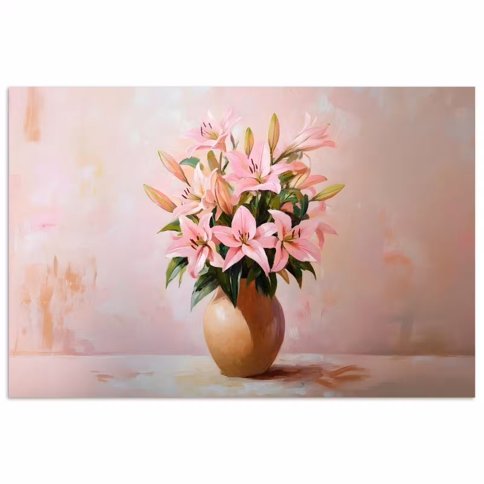 Poster – Vaas - Bloemen - Roze — 1