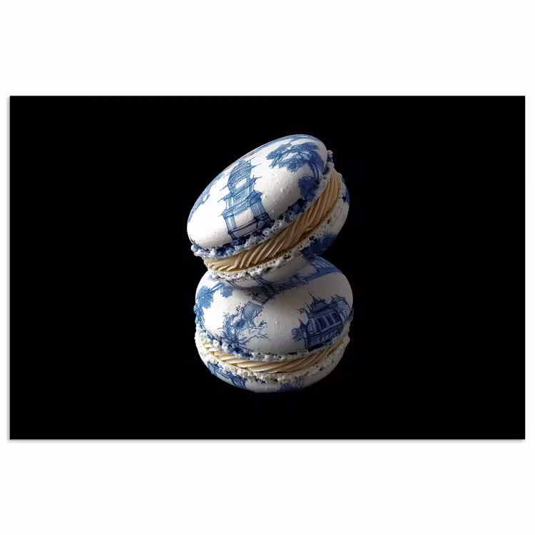 Poster – Eten - Macarons - Delfts blauw - Koekjes