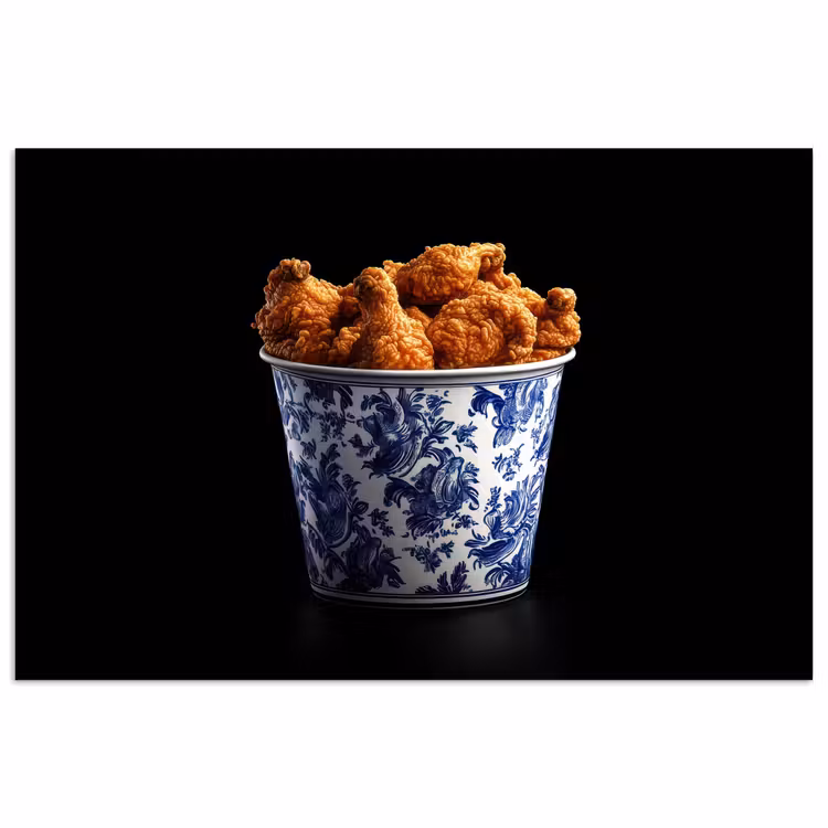 Poster – Kip - Bucket - Delfts blauw - Lekker