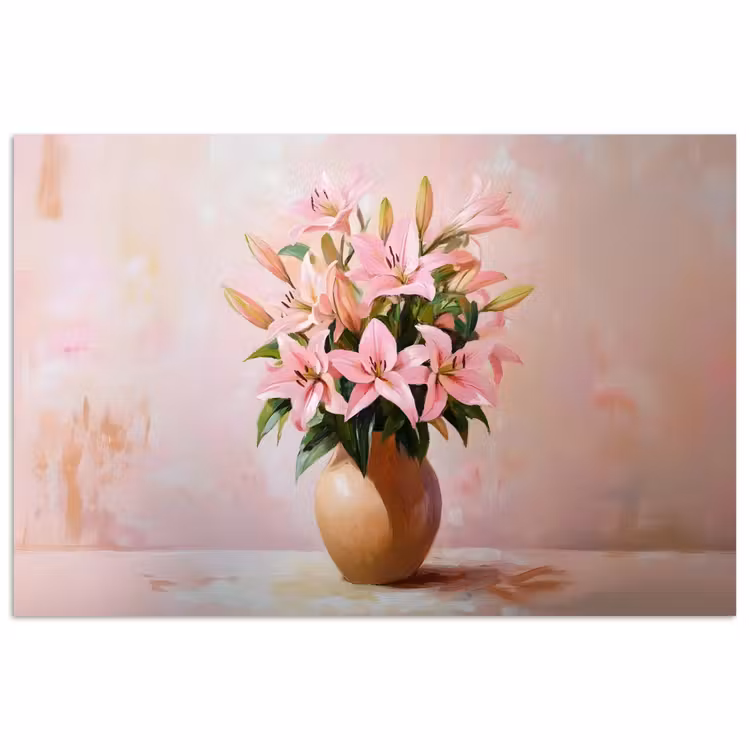 Poster – Vaas - Bloemen - Roze — 1