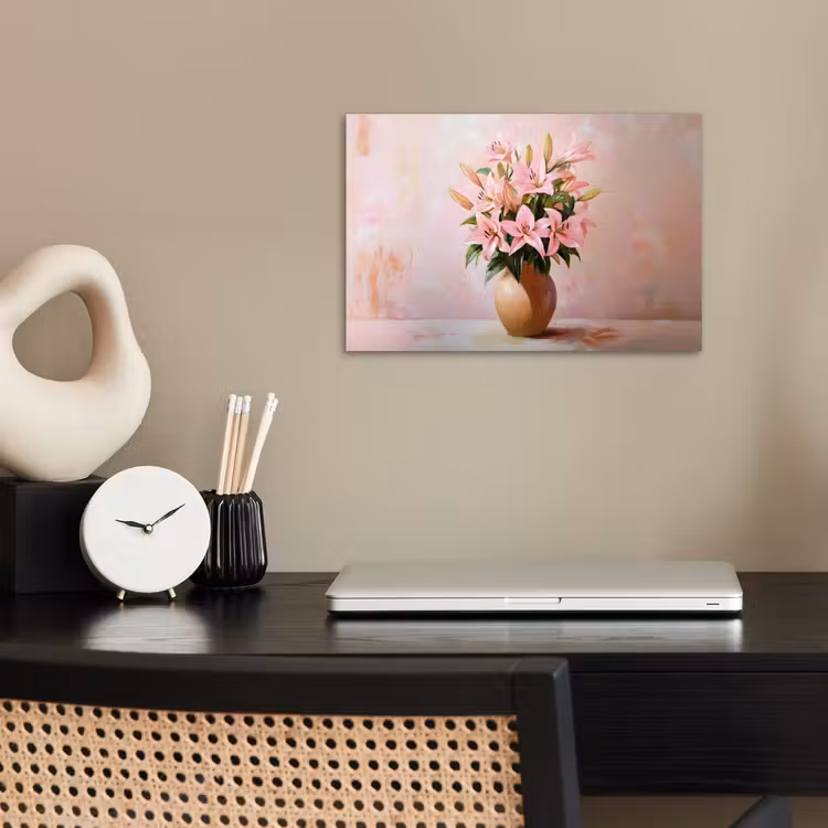 Poster – Vaas - Bloemen - Roze — 2