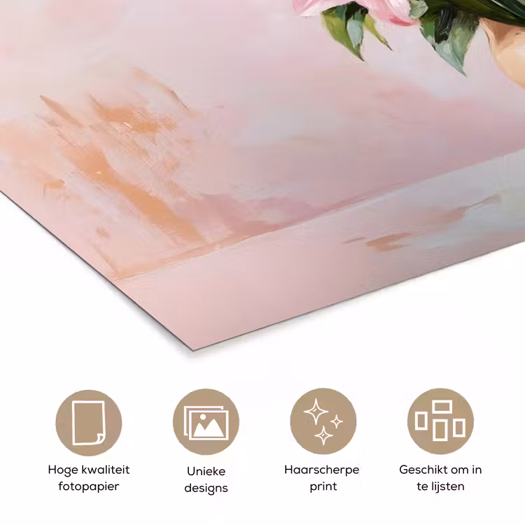 Poster – Vaas - Bloemen - Roze — 5
