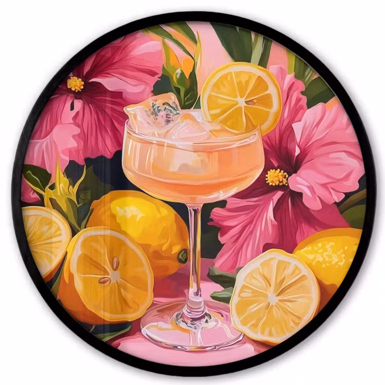 Ronde fotolijst - Drink - Bloemen - Yellow — 1