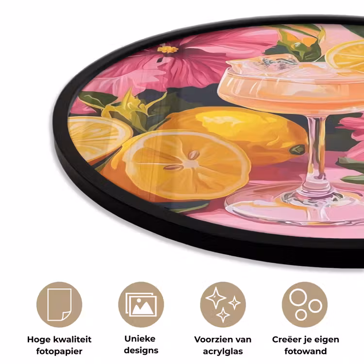 Ronde fotolijst - Drink - Bloemen - Yellow — 2