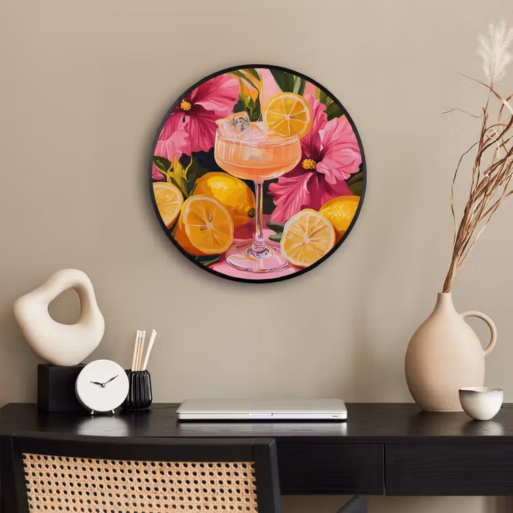 Ronde fotolijst - Drink - Bloemen - Yellow — 3