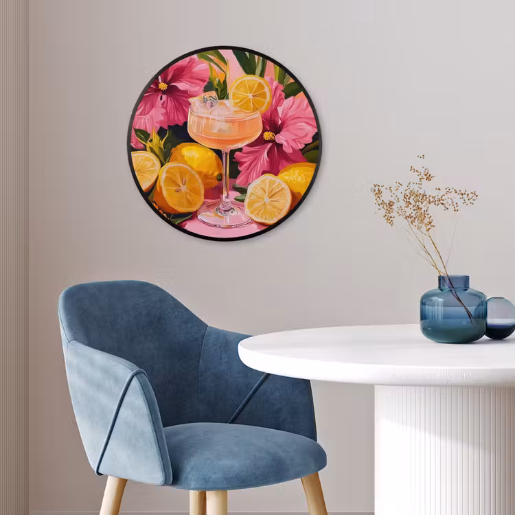 Ronde fotolijst - Drink - Bloemen - Yellow — 4