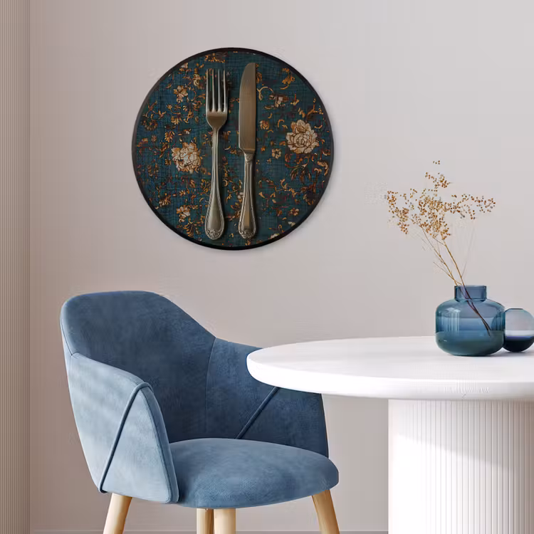 Ronde fotolijst - Bloemen - Goud - Bestek — 4