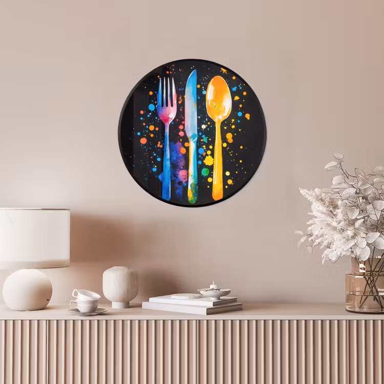 Ronde fotolijst - Bestek - Kleurrijk - Spetters — 5