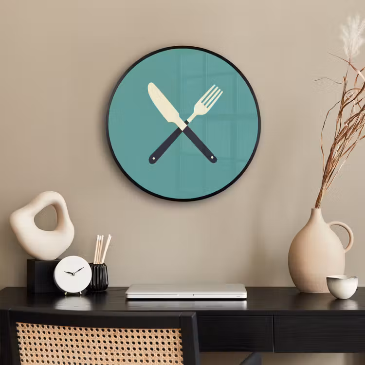 Ronde fotolijst - Illustratie - Blauw - Bestek — 3
