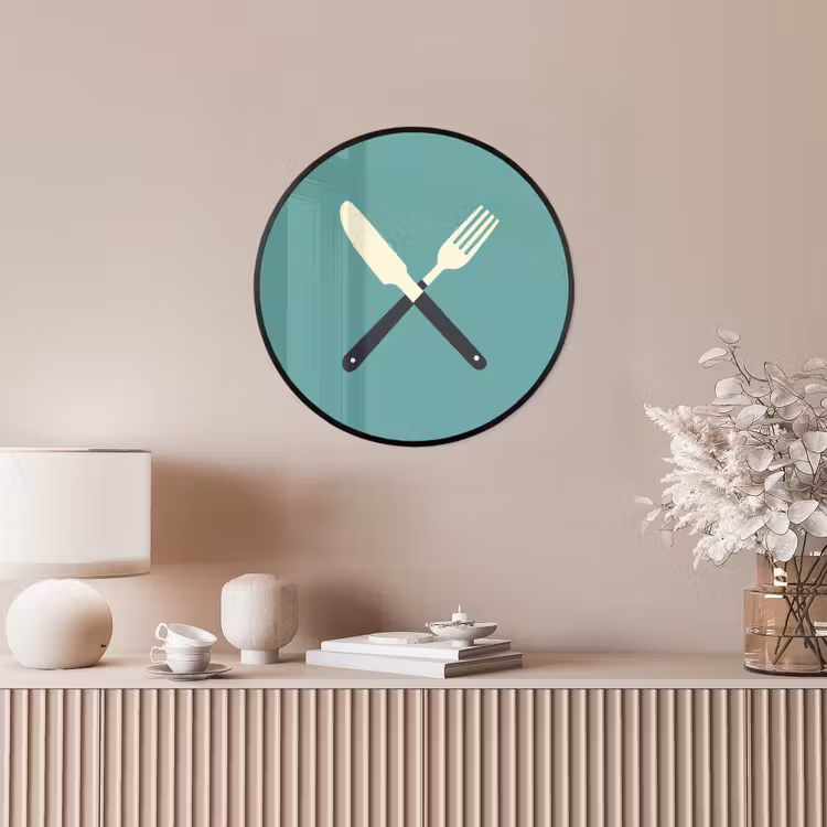 Ronde fotolijst - Illustratie - Blauw - Bestek — 5