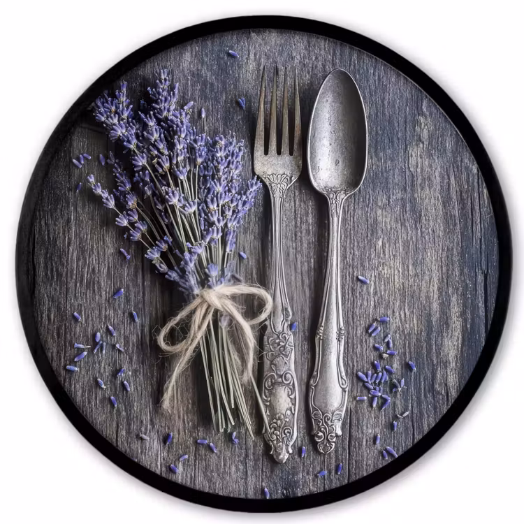 Ronde fotolijst - Lavendel - Lepel - Vork — 1
