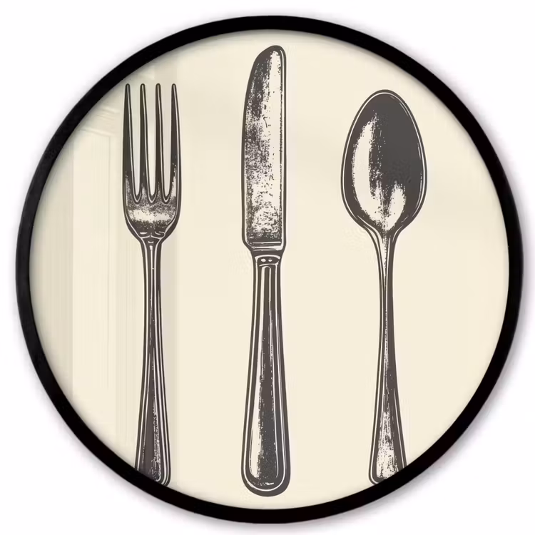 Ronde fotolijst - Zwart - Illustratie - Bestek — 1