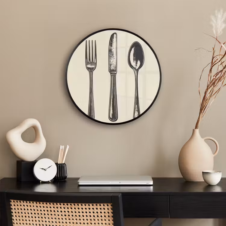 Ronde fotolijst - Zwart - Illustratie - Bestek — 3