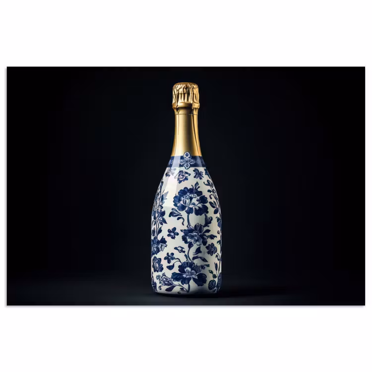 Poster – Champagne - Bloemen - Goud - Chique