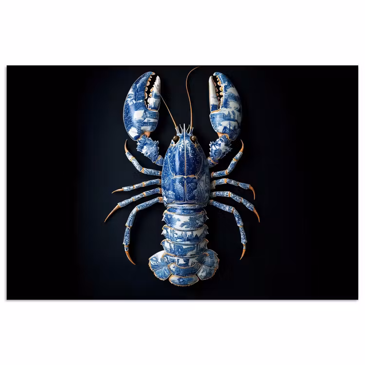 Poster – Kreeft - Delftsblauw - Schild - Stoer