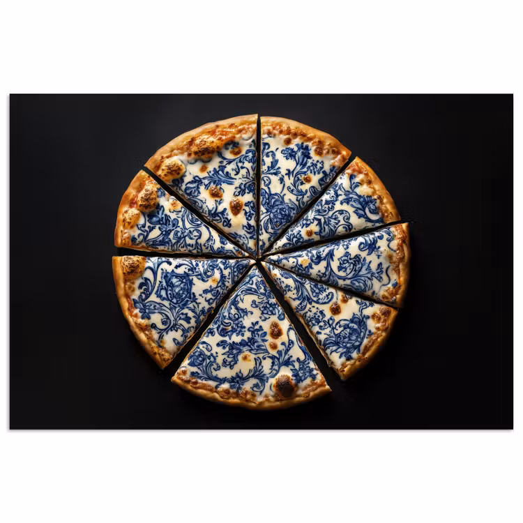 Poster – Pizza - Eten - Delftsblauw