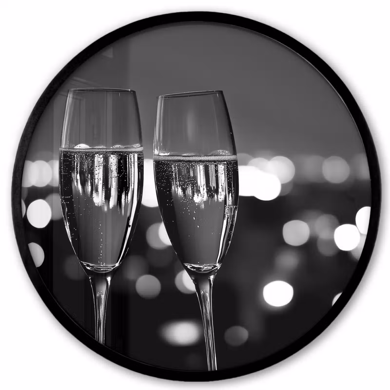 Ronde fotolijst - Bubbels - Proosten - Champagneglazen - Stadslichten — 1