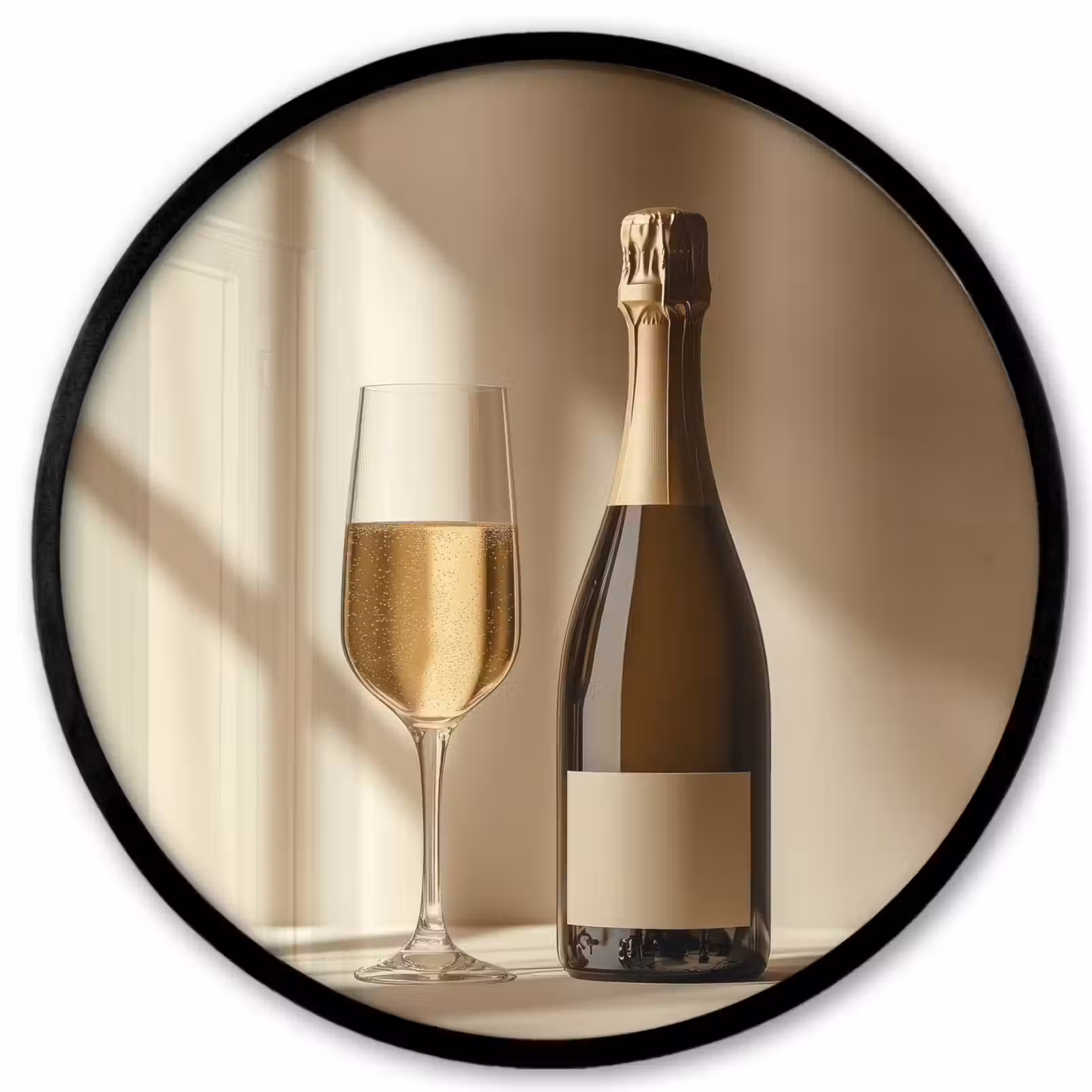 Ronde fotolijst - Champagne - Beige - Schaduw - Bubbels — 1