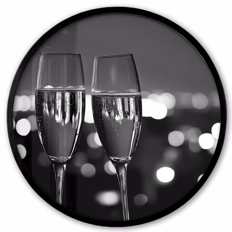 Ronde fotolijst - Bubbels - Proosten - Champagneglazen - Stadslichten — 1
