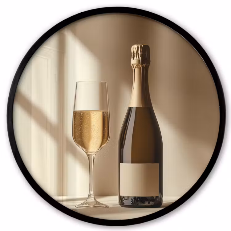 Ronde fotolijst - Champagne - Beige - Schaduw - Bubbels — 1