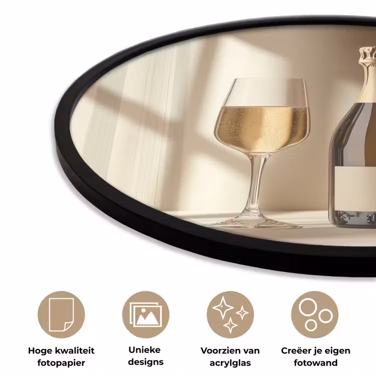 Ronde fotolijst - Champagne - Beige - Schaduw - Bubbels — 2