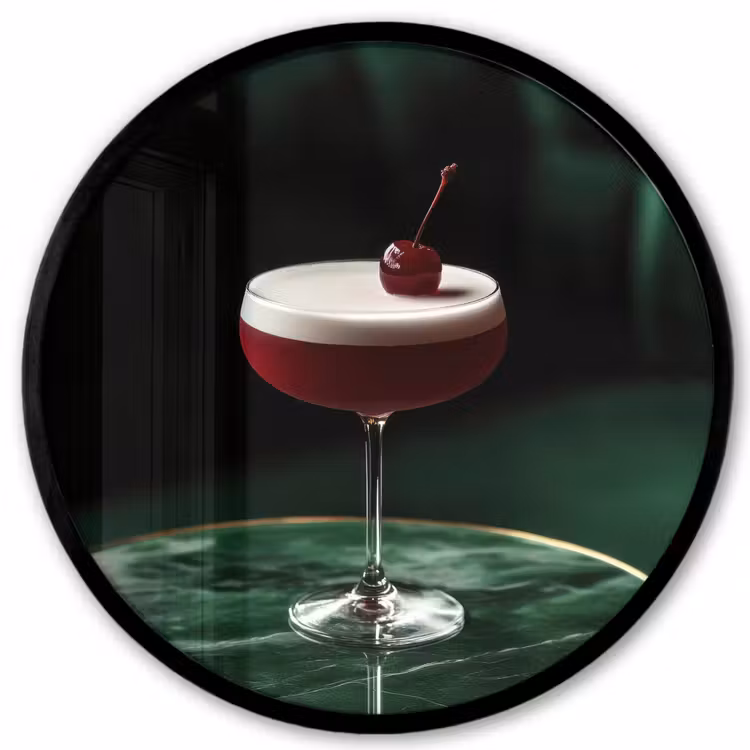 Ronde fotolijst - Kers - Cocktail - Rood - Marmer — 1