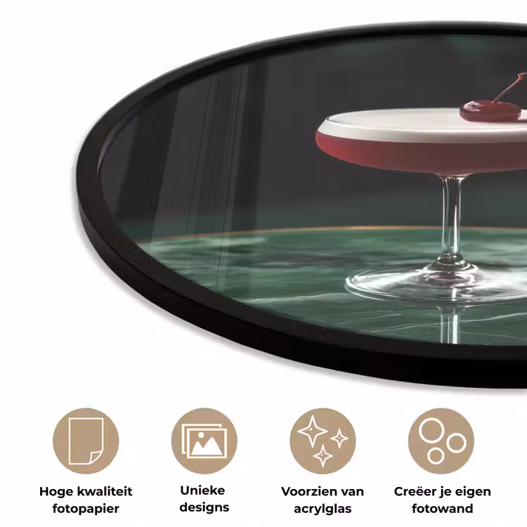 Ronde fotolijst - Kers - Cocktail - Rood - Marmer — 2