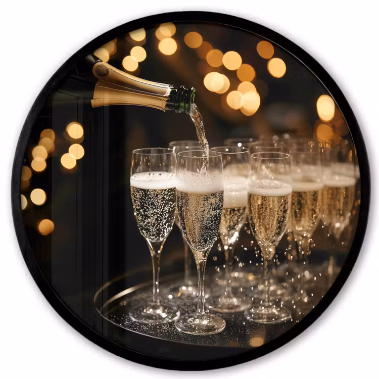 Ronde fotolijst - Lichtjes - Champagne - Glazen — 1