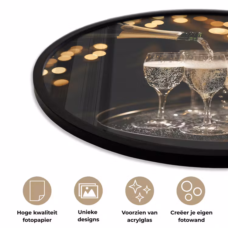 Ronde fotolijst - Lichtjes - Champagne - Glazen — 2
