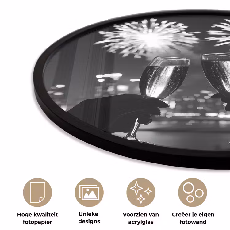 Ronde fotolijst - Vuurwerk - Proosten - Skyline - Champagne — 2