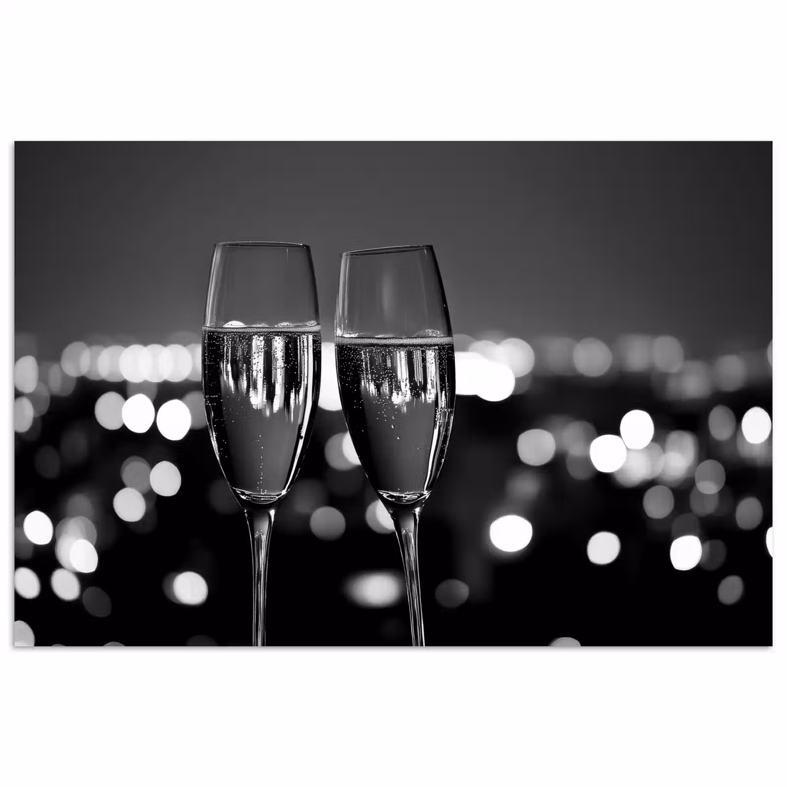 Poster – Bubbels - Proosten - Champagneglazen - Stadslichten — 1