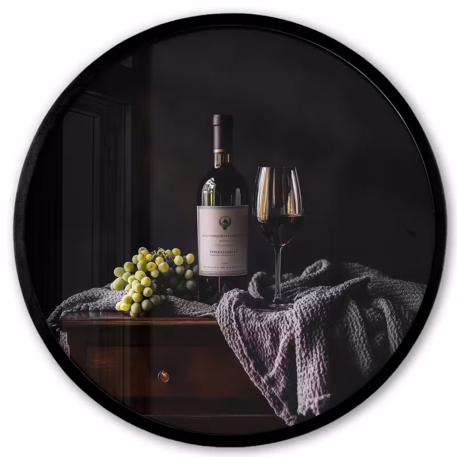 Ronde fotolijst - Druiven - Wijn - Rood - Tafel — 1
