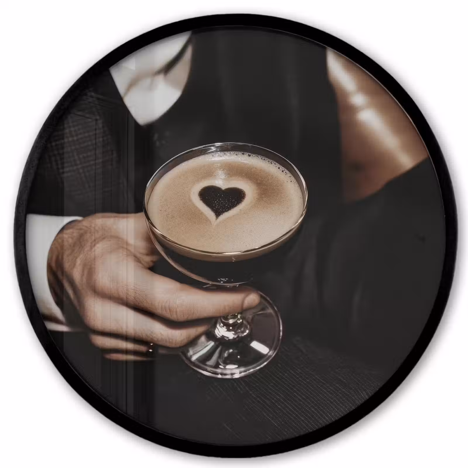 Ronde fotolijst - Hartje - Cocktail - Espresso Martini - Hand — 1