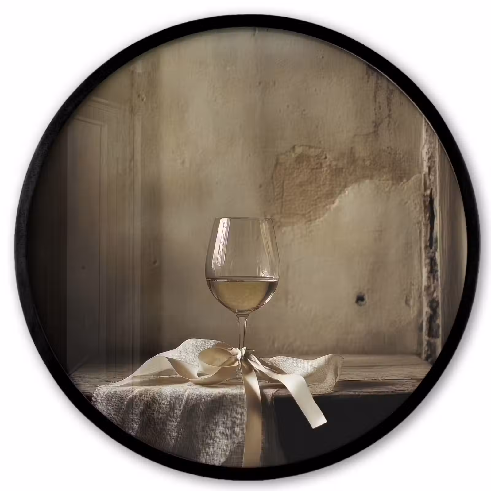 Ronde fotolijst - Strik - Beige - Witte - Wijn — 1