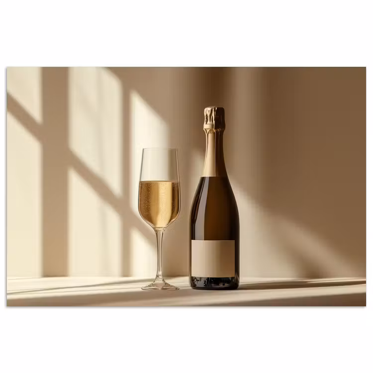 Poster – Champagne - Beige - Schaduw - Bubbels — 1