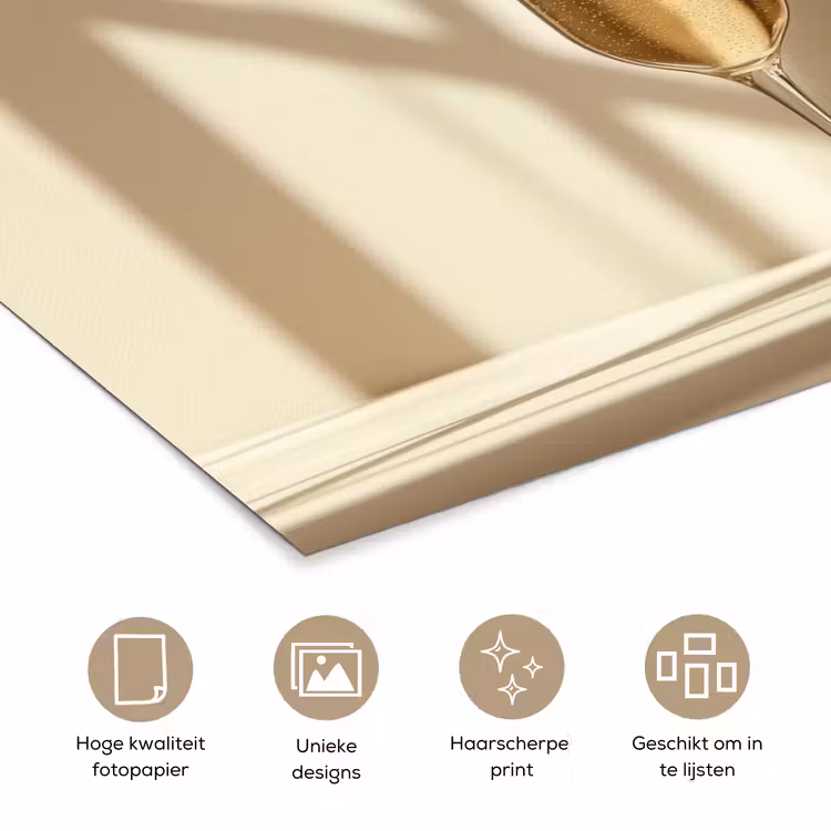 Poster – Champagne - Beige - Schaduw - Bubbels — 5