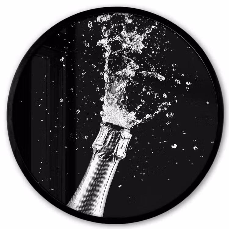 Ronde fotolijst - Champagne - Zwart - Spetters - Popping — 1
