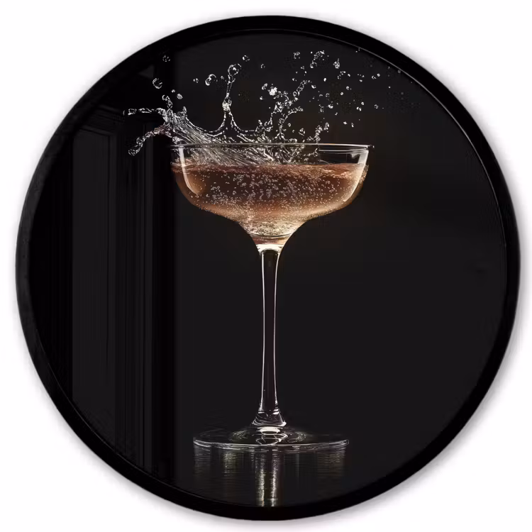 Ronde fotolijst - Cocktail - Zwart - Spetters - Glas — 1