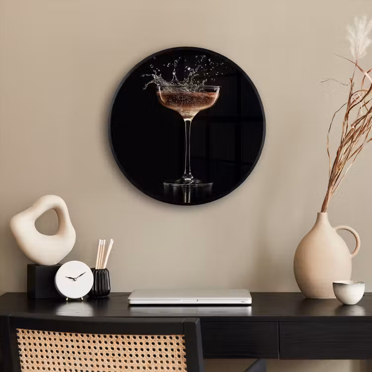 Ronde fotolijst - Cocktail - Zwart - Spetters - Glas — 3