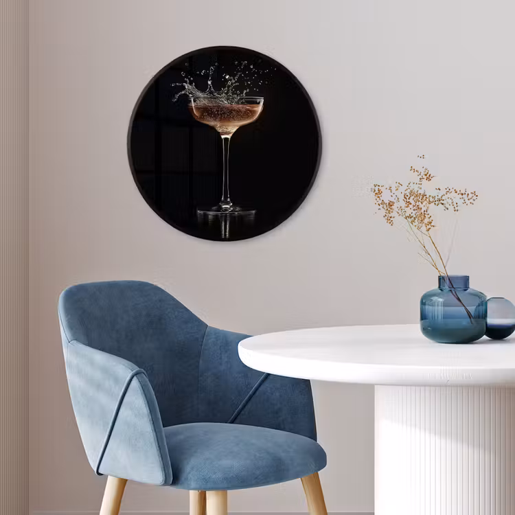 Ronde fotolijst - Cocktail - Zwart - Spetters - Glas — 4