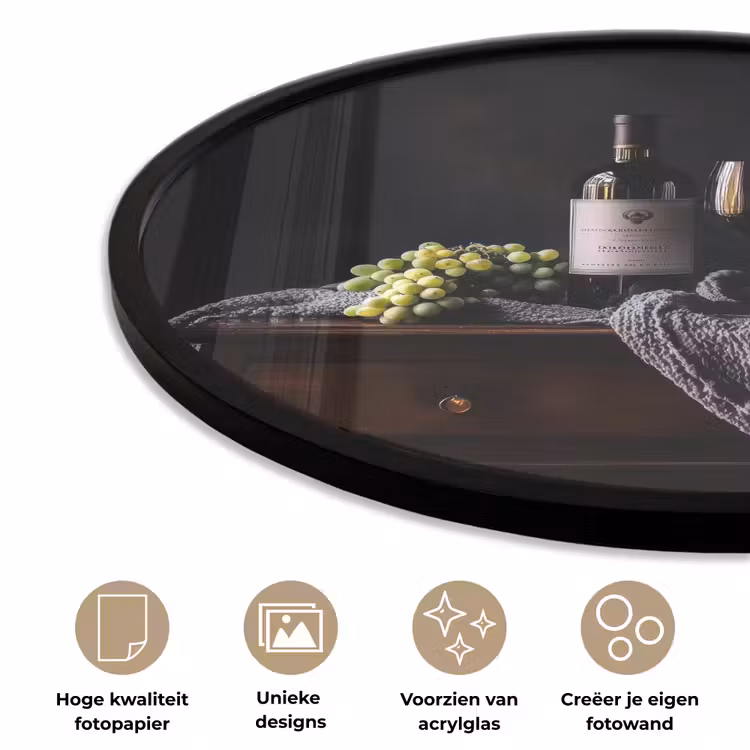 Ronde fotolijst - Druiven - Wijn - Rood - Tafel — 2