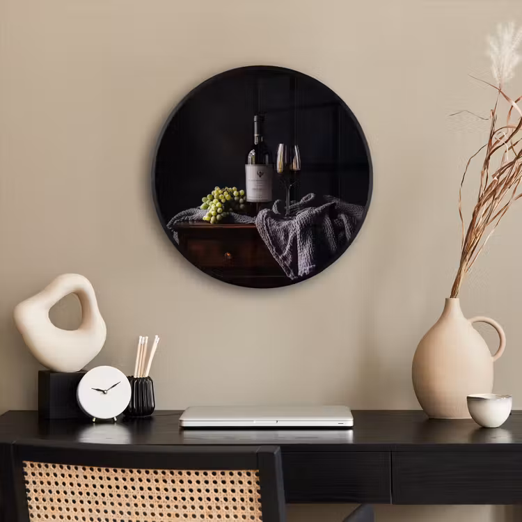Ronde fotolijst - Druiven - Wijn - Rood - Tafel — 3