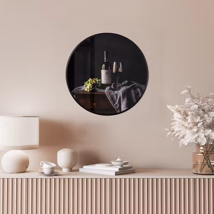 Ronde fotolijst - Druiven - Wijn - Rood - Tafel — 5