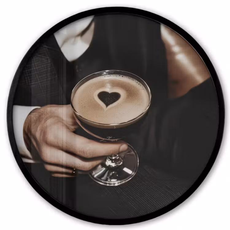 Ronde fotolijst - Hartje - Cocktail - Espresso Martini - Hand — 1