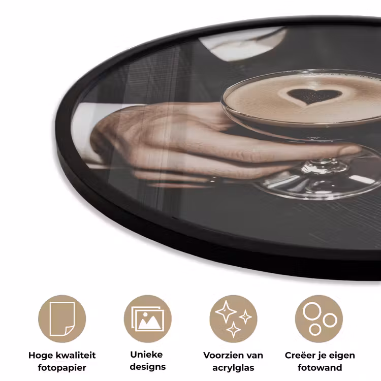 Ronde fotolijst - Hartje - Cocktail - Espresso Martini - Hand — 2