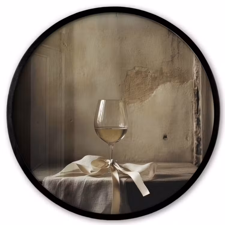 Ronde fotolijst - Strik - Beige - Witte - Wijn — 1