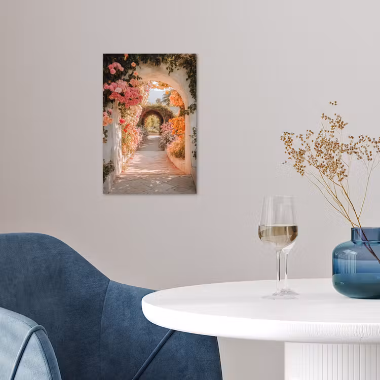 Poster – Doorkijk - Boog - Bloemen - Pastel — 4