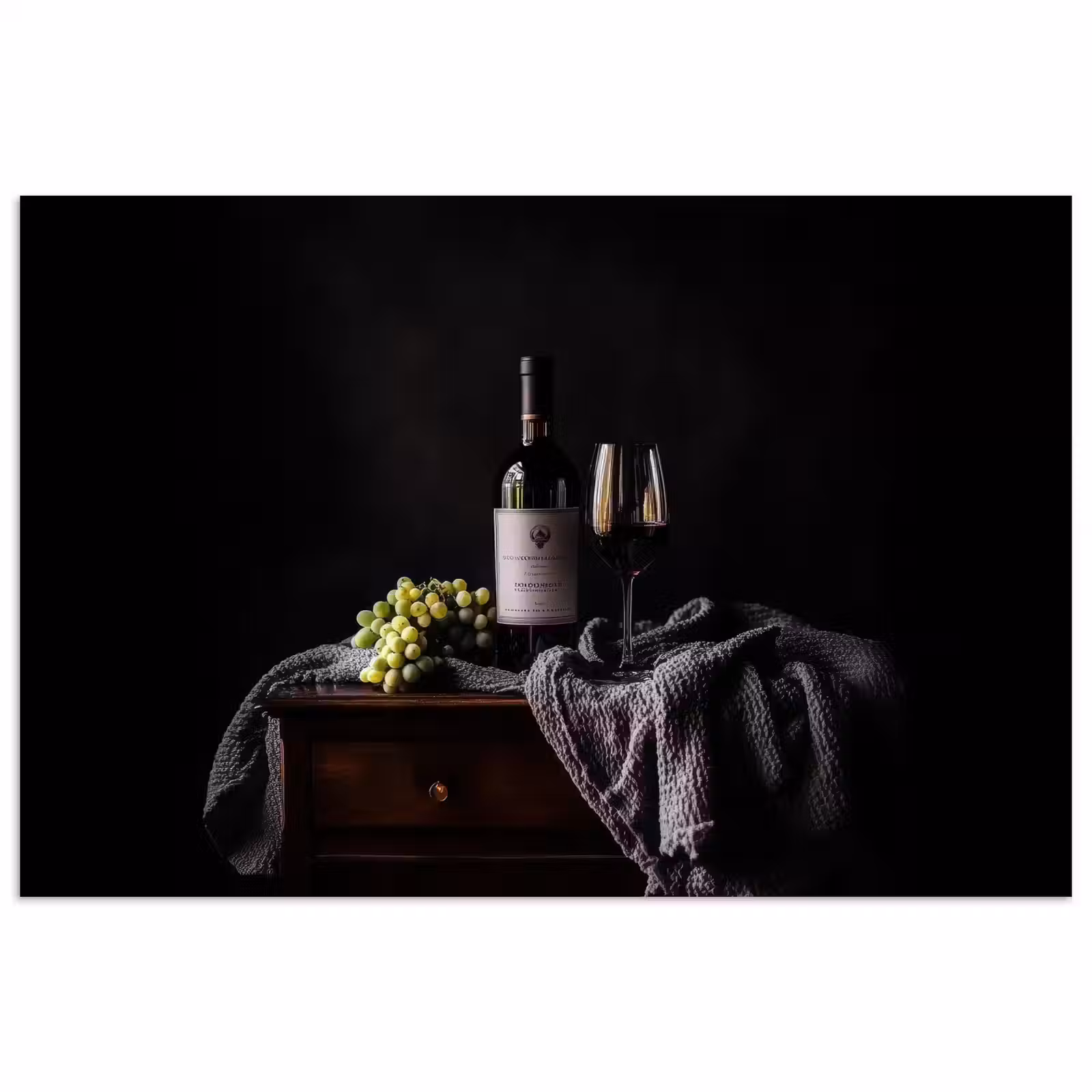Poster – Druiven - Wijn - Rood - Tafel — 1
