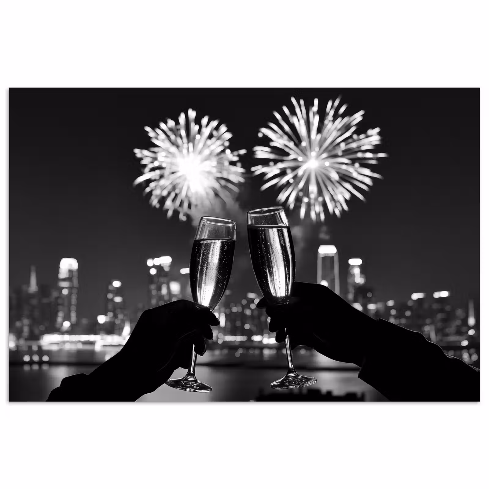 Poster – Vuurwerk - Proosten - Skyline - Champagne — 1